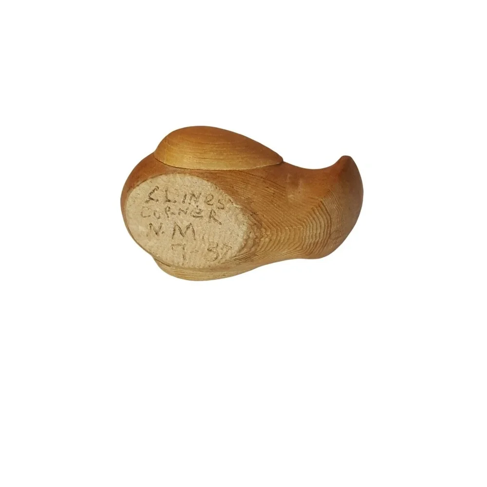 Vintage 80s Wood Duck Toothpick Holder Hand Carved Brown 2x3